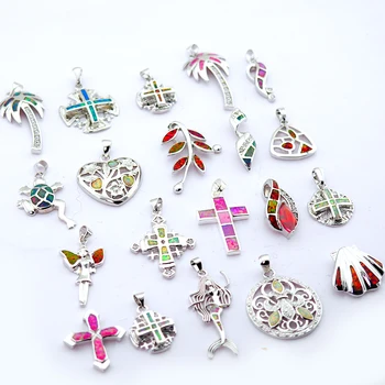 

20pcs Hot Sale Women Wholesale Lots Mixed Jewelry Party Gift Silver Fire Opal Pendant A15