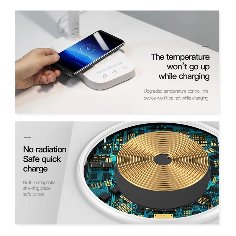 Baseus для samsung s10настольная светодиодный светильник Qi Беспроводное зарядное устройство для iPhone X XS Max XR быстрая настольная Беспроводная зарядная панель