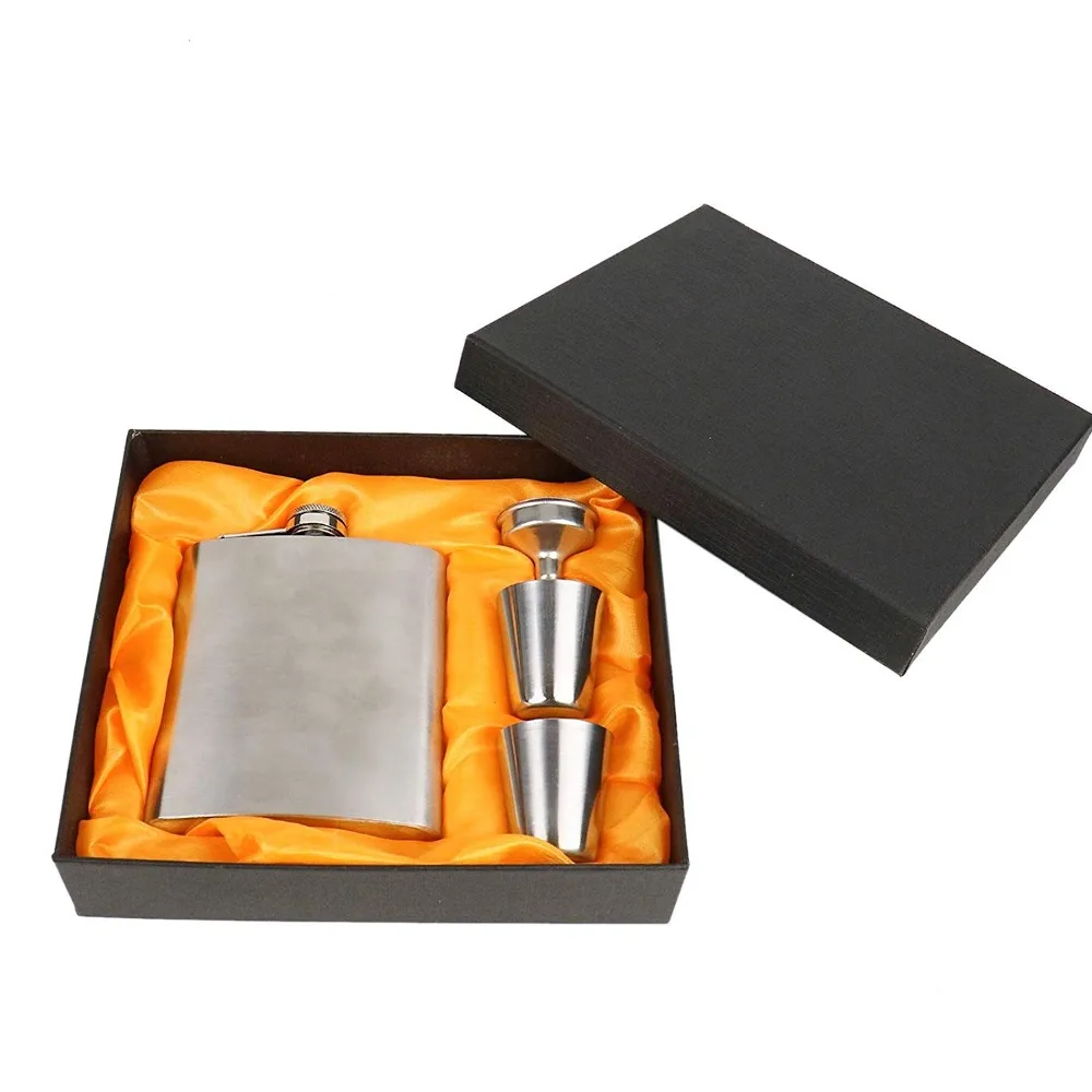 New 7oz Stainless Steel Liquor Hip Flask with Shot Glasses Funnel Gift Set 