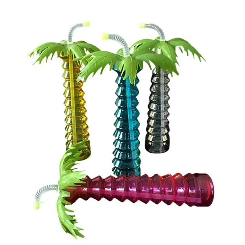

1PC Plastic Coconut Cups With Straw Milk Mugs Kids Outdoor Fruit Juice Drink Cups Large Capacity 450-500ml drinking Cups bottle