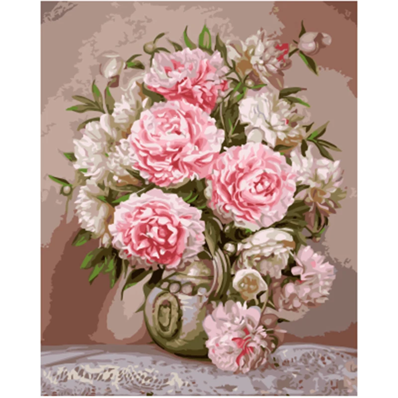 DIY diamond painting Pink peony vase wall home decoration paint unique gift flower craft picture artwork