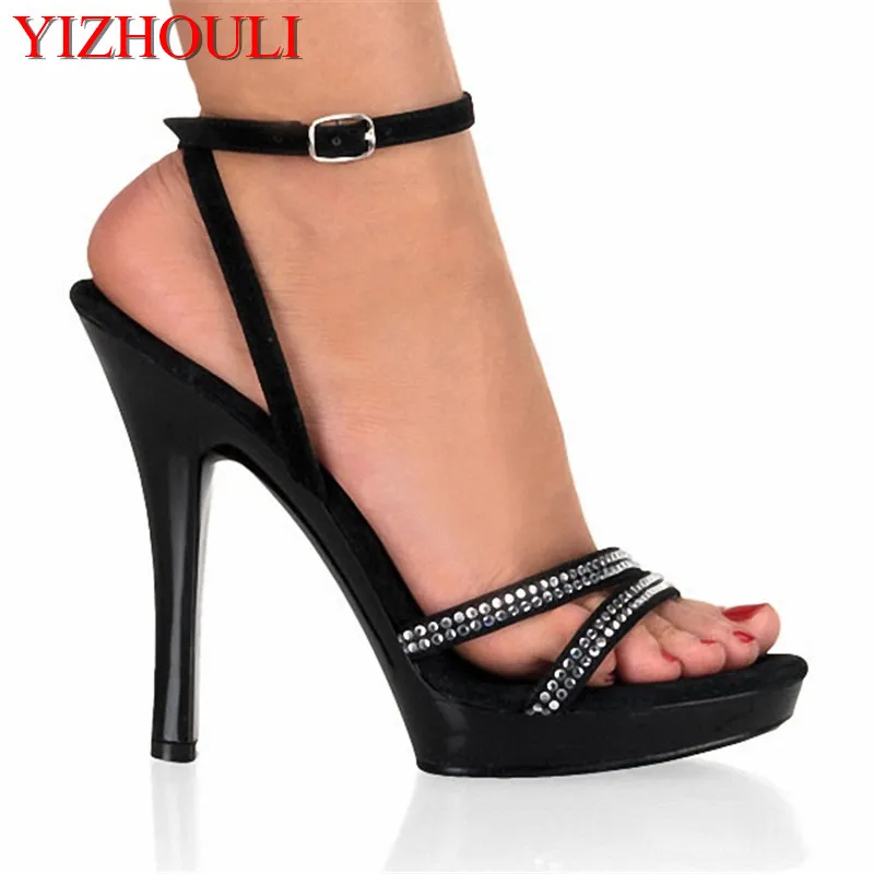 

Model banquet high heels, sequins decorated sexy dance shoes, 13cm sandals women's nightclub pole dance performance, dance shoes