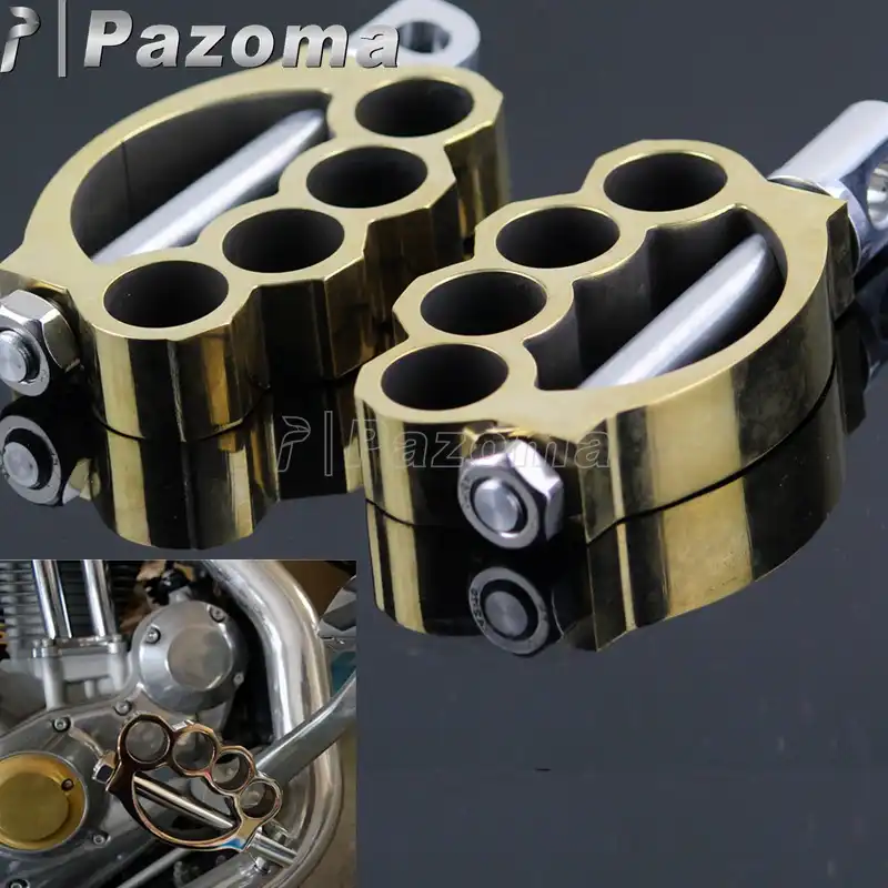 Brass Motorcycle Drilled Exhaust Tips Universal for Harley Softail Sportster Custom Chopper Cafe