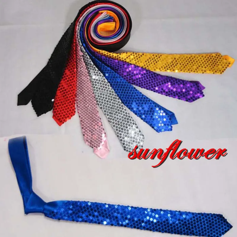

Men Paillette Sequins Neck Wear Necktie For Party Stage Performance Dancewear Tie Wedding Party Halloween Christmas