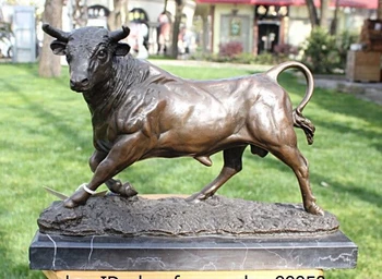 

free shipping Western Bronze Copper Marble Art Decoration Sculpture Bull Cow Cattle OX Statue