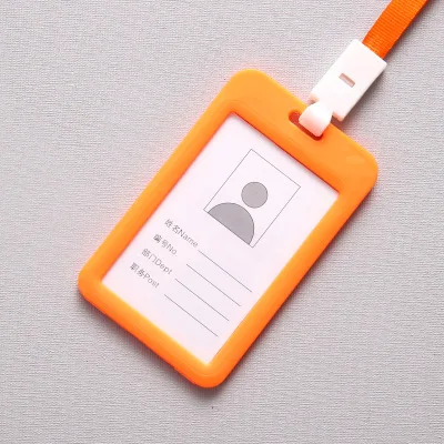 1pcs new Name Credit Card Holders Women Men PU Bank Card Neck Strap Card Bus ID holder students kids Identity badge with lanyard