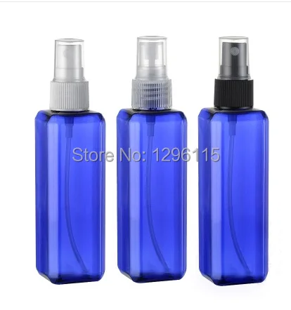 

wholesale100ml blue Transparent Square bottle spray pump plastic bottles container 50pc/lot free shipping