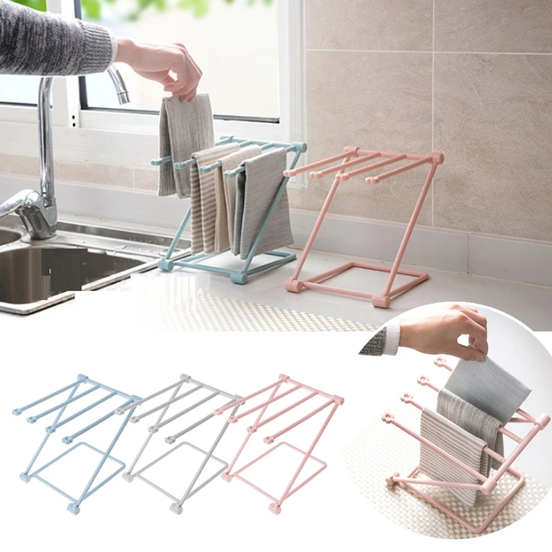 Foldable Vertical Kitchen Towel Rack Washing Cloth Storage Shelf Water Cup Drainin Storage