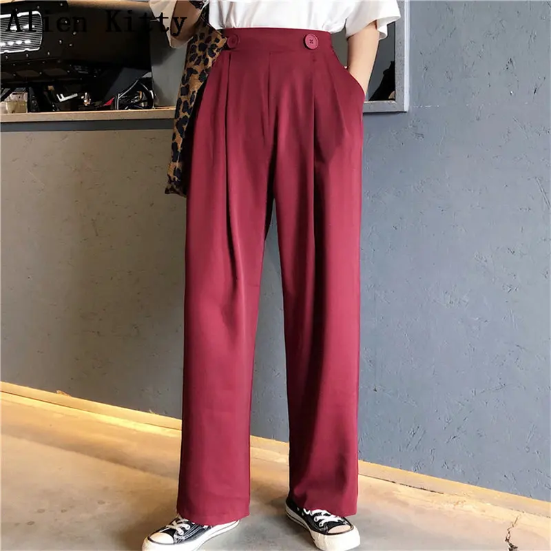 

Alien Kitty Hot Sale Solid Casual Loose Straight Women Empire 2019 Fresh Summer Free Texture Trousers