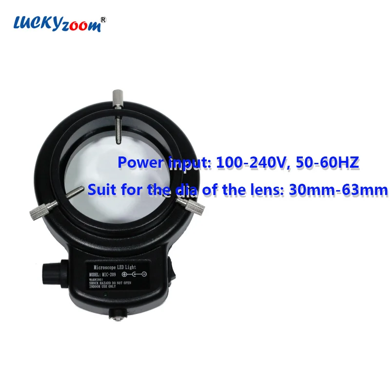 Lucky Zoom Professional Adjustable 144 LED Microscope Light Black Color Illuminator Lamp For Stereo Microscope EU Plug 100-240V Brand Ring Illumination Free Shipping