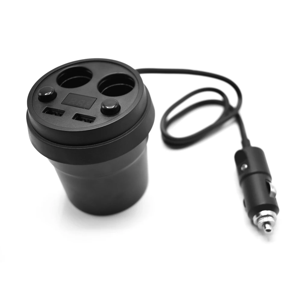 Car Charger 2 USB DC/5V 3.1A Cup Power Socket Adapter Cigarette Lighter Splitter Mobile Phone Chargers With Voltage LED Display