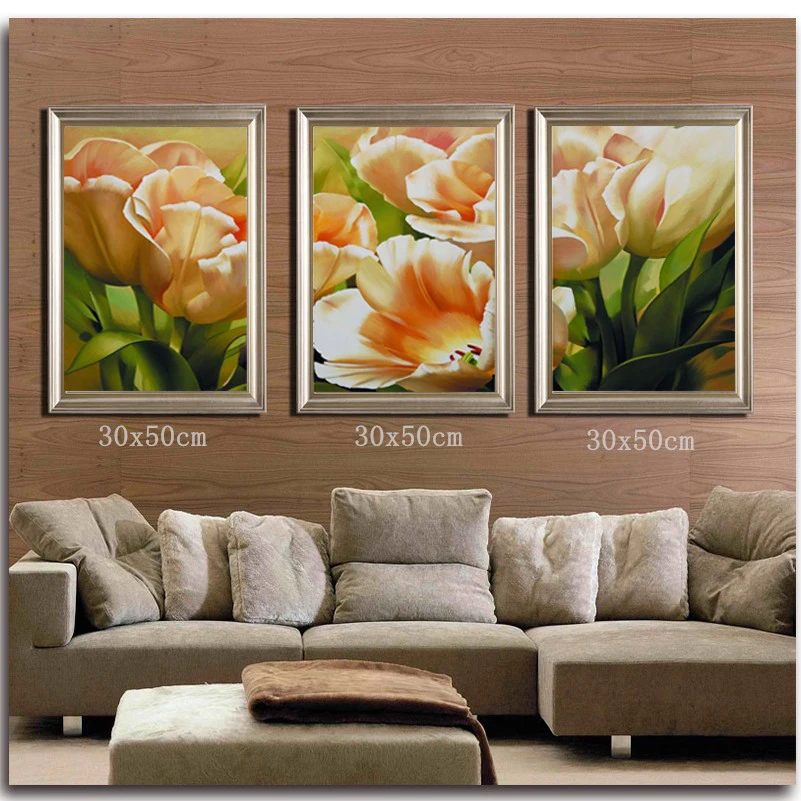 

Tulips Diamond Painting Cross-Stitch Triptych Flowers Home Decor Set For Embroidery Stitch Pictures Rhinestones Mosaic Kit Drill