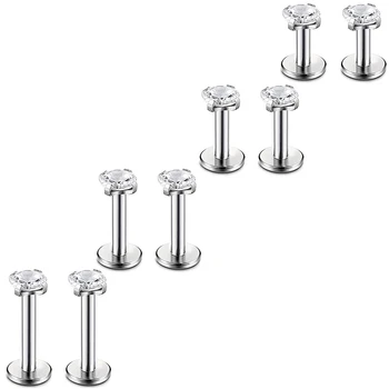 

4-8 Pcs 18G Stainless Steel Nose Piercing Lip Rings Studs Ear Piercings 6mm