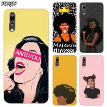 Black Girl Melanin Poppin Soft Silicone Phone Back Case For Huawei P20 P30 P8 P9 P10 lite Pro Plus P Smart + TPU Cover