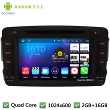 Quad core Android 5.1.1 1024*600 Car DVD Player Radio Audio Stereo Screen For Benz Vaneo Viano Vito C-W203 A-W168 CLK-C209 W209