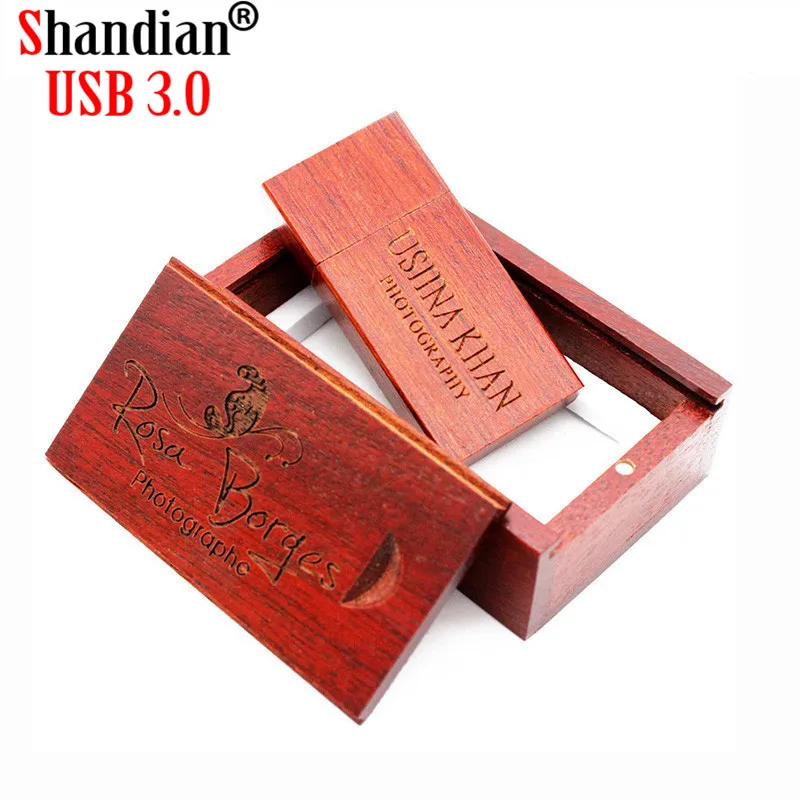 SHANDIAN USB 3,0 деревянный блок USB флэш-накопитель Красная деревянная Флешка 4 ГБ 8 ГБ 16 ГБ 32 ГБ 64 ГБ U диск подарок(более 10 шт. бесплатный логотип