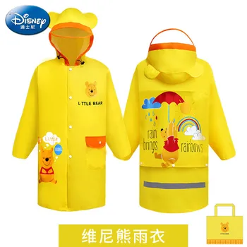 

Disney Yellow Winnie kids Raincoat Schoolbag impermeable children Girls Poncho Boys Rainwear Rainsuit men Outdoor raincoat gifts