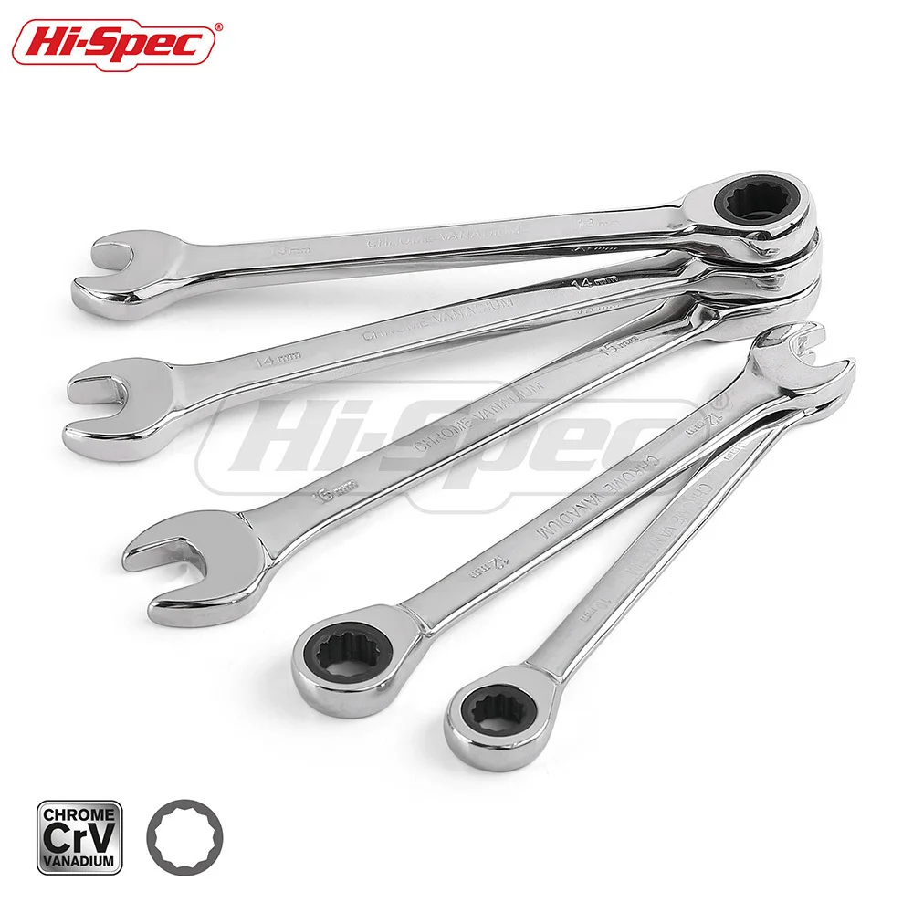 

Hi-Spec 5pc Reversible Combination Wrench Ratchet 10 12 13 14 15mm Socket Combination Spanner Wrench Set A Set of Keys