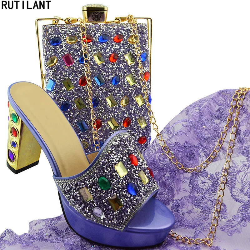 pink Green Parti Sans Chaussure bleu Avec Italienne Strass À d Italiennes Dentelle Chaussures Yellow Et Correspondant Assorti Marine Arrivée Ensemble Sac La coral Décoré Nouvelle violet 1azZxZ