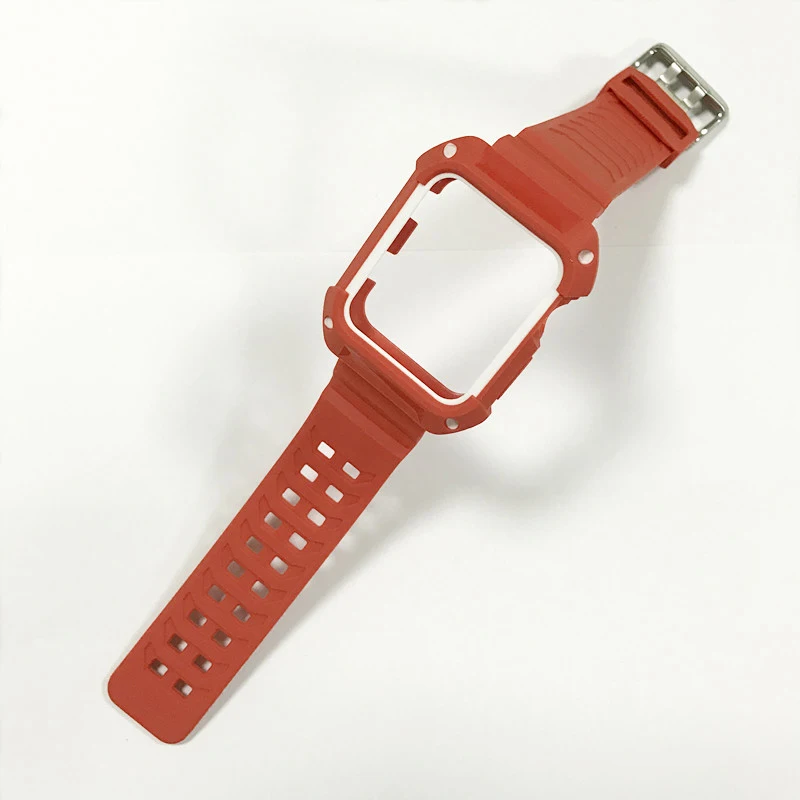 Спортивный ремешок для часов аpple 42 мм 44 мм 38 мм 40 мм iwatch 4 3 силиконовый браслет резиновый корпус браслет защитный чехол - Цвет ремешка: red white