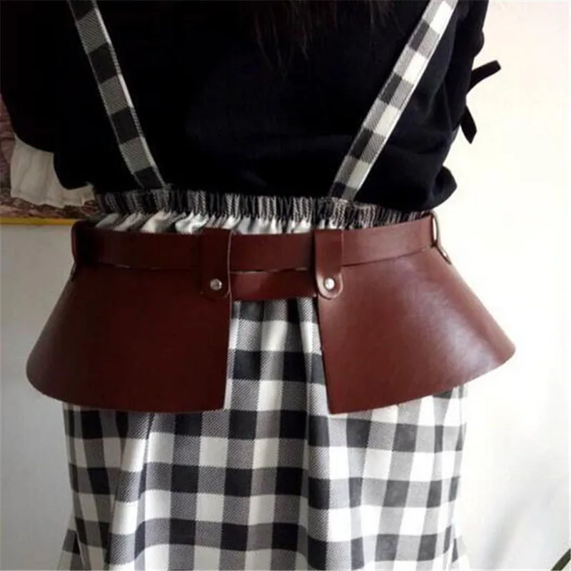 CETIRI женский панк пояс для юбки кожаный регулируемый модный готический кожаный ремень безопасности тела Связывание двойного назначения поясной ремень - Цвет: Brown