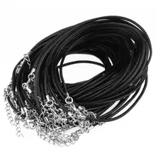 30 шт. Модный черный кожаный шнурок вощеный шнур ожерелье 45 см длинная застежка омаров DIY ювелирные аксессуары