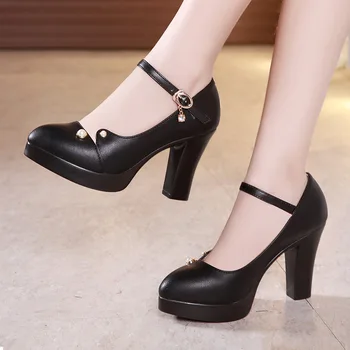

2019 cheongsam performance high heels thick with waterproof platform model large size 40-43 yards shallow