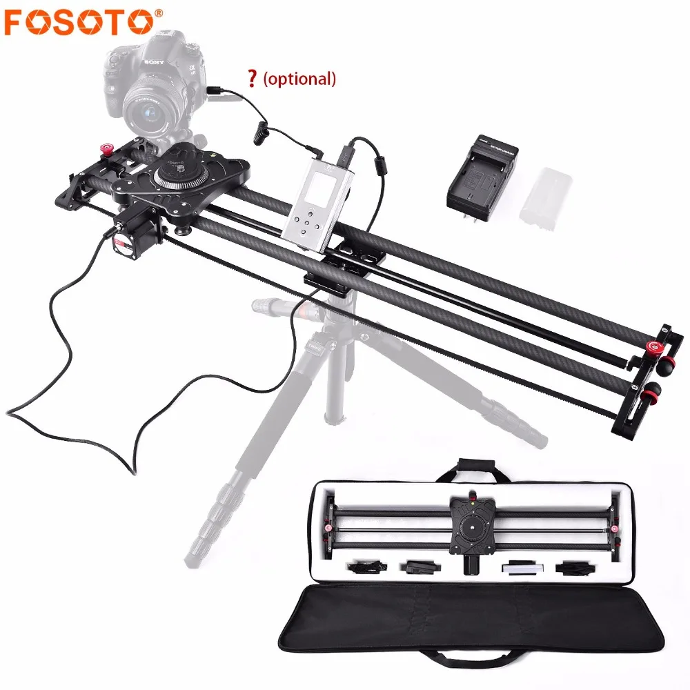 fosoto Stepper Motor Motorized Timelapse Video Slider Follow Focus Rail Carbon Slide for Electric Control DSLR Camera Shooting