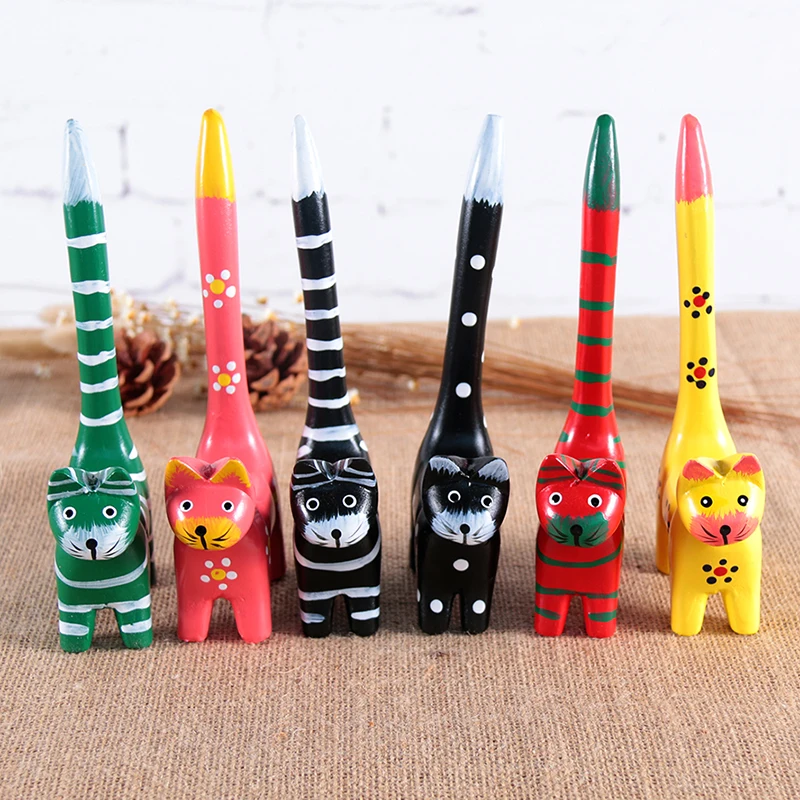 Goede Home Decor Europese Stijl Decoratie Bruiloft Nordic Logs Geschilderd Lange Staart Kittens Geschenken Woninginrichting Kamer Decoratie