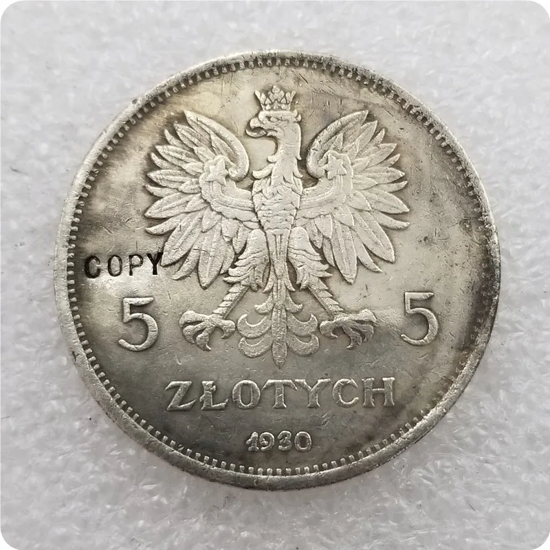 Копия памятных монет копия драгоценных 1930 poland 5 zloэтих|Безвалютные монеты| |