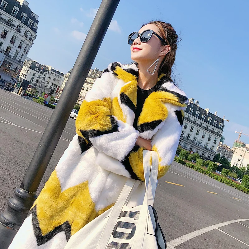 Зимние женские желтые белые черные волнистые длинные пальто из искусственного меха норки женские размера плюс меховые куртки для улицы W1488