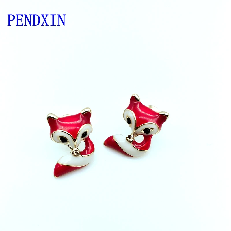 

Simple fashion personality glaze alloy plating good drops oil fox stud earrings