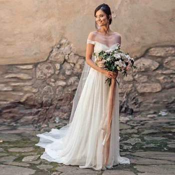 

Off the Shoulder Mermaid Wedding Dresses 2020 Deep V Neck Cap Sleeve Lace Wedding Dress Bridal Gowns Vestidos de Noiva