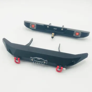 

1PC 1/10 Model Car CNC Front Rear Bumper Metal Anti-collision Bar with LED Light+Trailer Hook for 324mm Wheelbase RC Cars Body