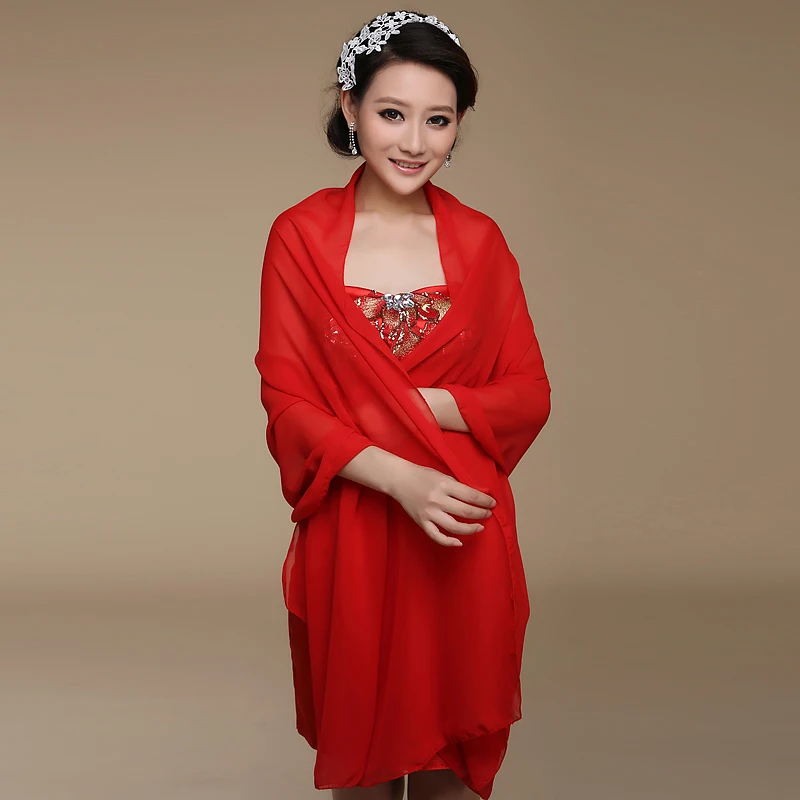 Buy Wedding Evening Scarf Women Red Long Chiffon
