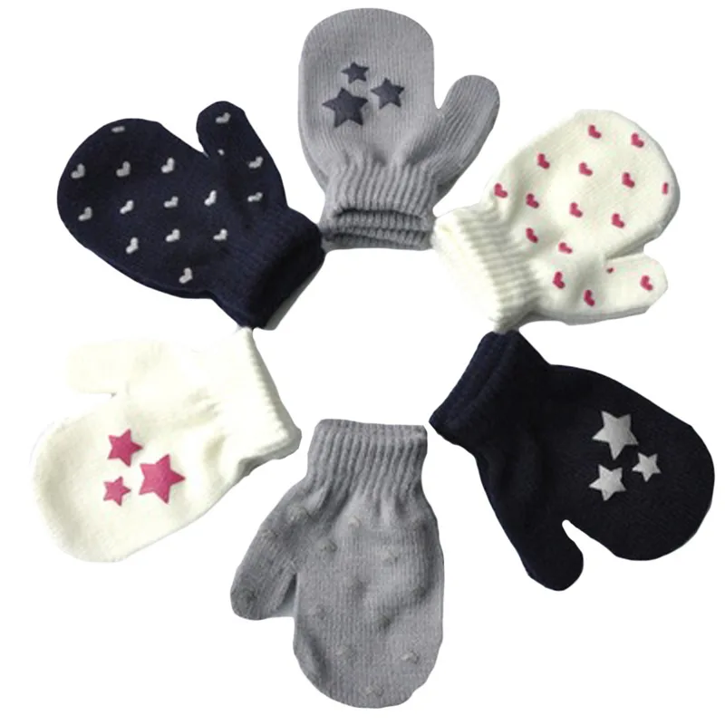 Вязаные перчатки Зимняя рукавица перчатки для младенцев варежки для мальчиков и девочек мягкие теплые перчатки полный палец детские варежки