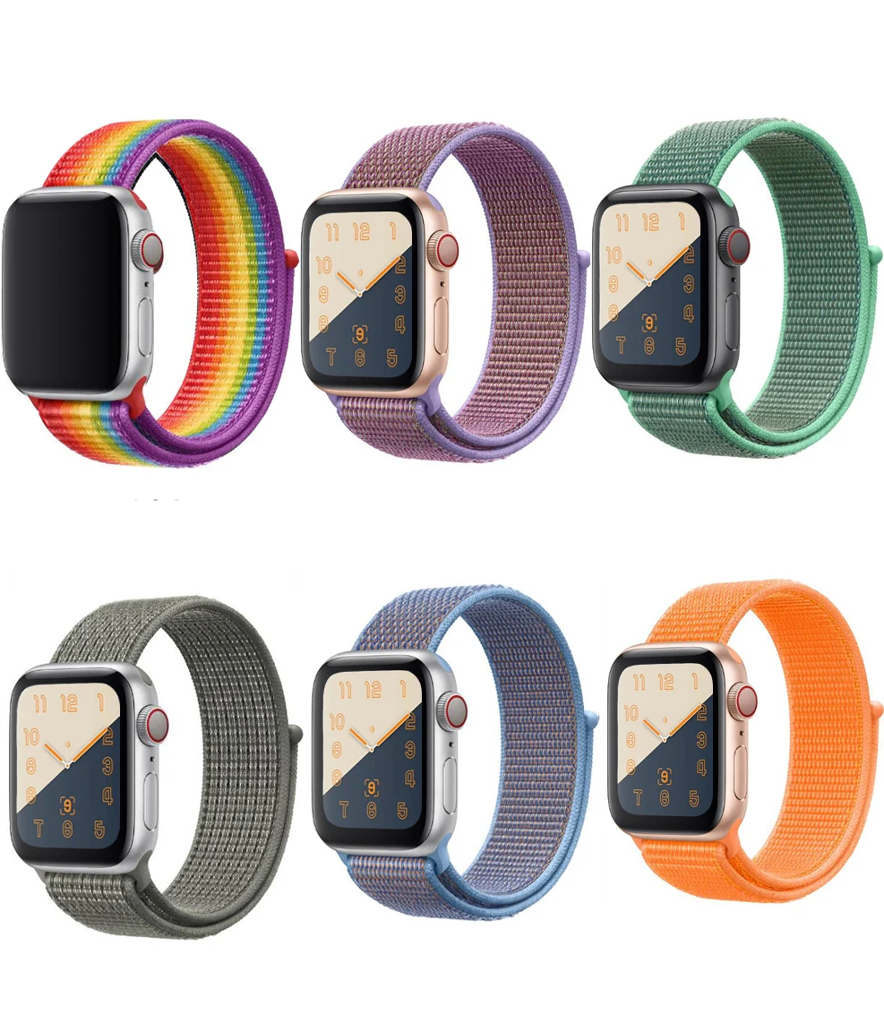 Спортивная петля для Apple Watch 42 мм 38 40 44 мягкий дышащий тканый нейлон Sport Loop Band Series 4