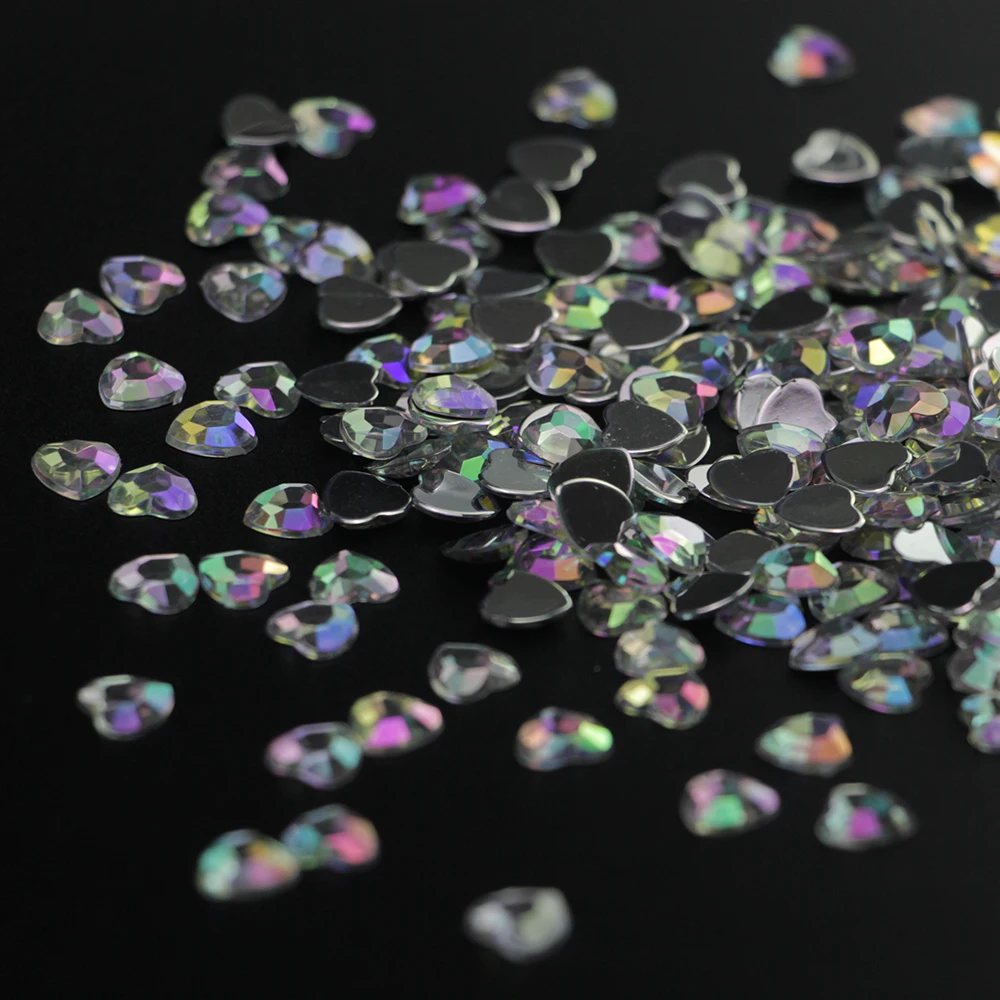 

100pcs Crystal Shiny 3D Nail Art Rhinestones AB Colorful Acrylic Heart