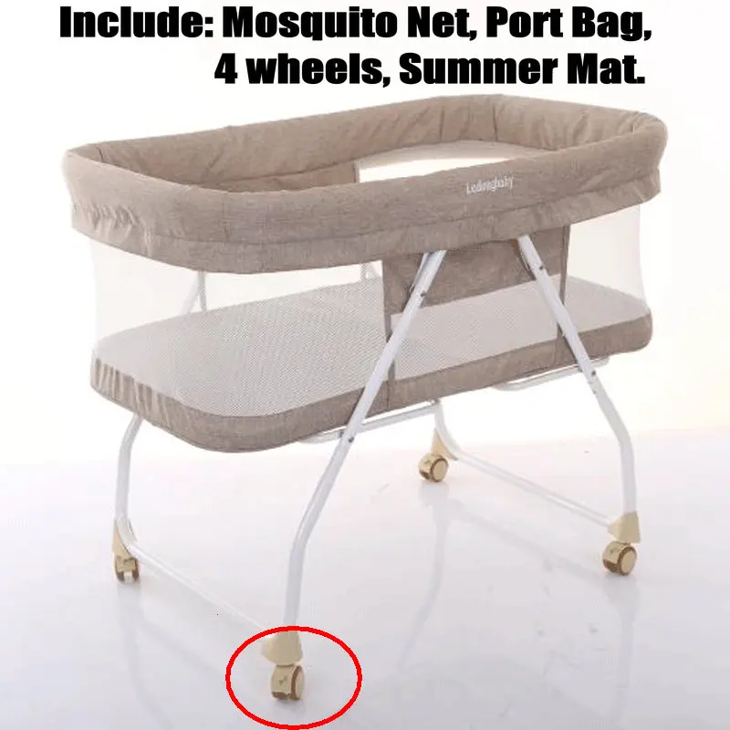 Draagbare Pasgeboren Baby Wieg met Poort Zak Klamboe, Vouw Infant Travel Wieg, eenvoudige Wieg met 4 wielen, Opvouwbare Baby Bed Draagbare Pasgeboren Baby Wieg met Poort Zak Klamboe, Vouw Infant Travel Wieg, eenvoudige Wieg met 4 wielen, Opvouwbare Baby Bed