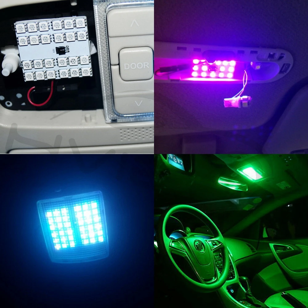 T10 RGB 5050 36SMD авто светодиодный пульт дистанционного управления Rgb Светодиодная панель для автомобиля интерьер Авто светильник s чтение купол фестон BA9S адаптер DC 12v светильник