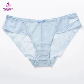 

2019 new women's sexy seamless briefs ultra-thin transparent striped pattern underwear super-slip cotton cotton lace underwear 3