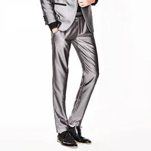 Свадебные Жених формальный костюм брюки Для мужчин осень серый супер тонкий молодой человек ретро осень-зима длинные брюки Бизнес плюс Размеры брюки