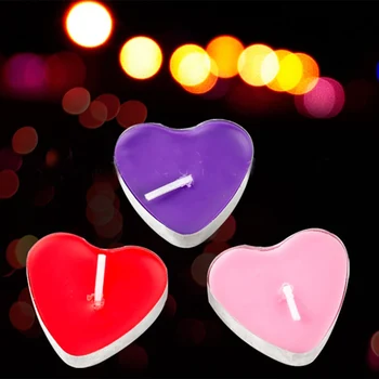 

50pcs/lot DIY Candle Birthday Wedding Candle Heart Shape Fruit Flavor Flickering Candles Candlelight Smoke Free Decoration 5LZ25