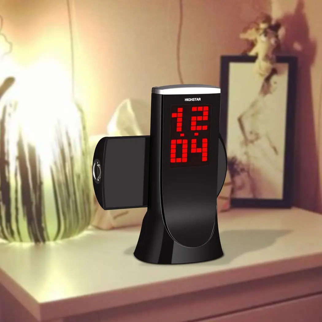 

LED Three LCD Dimmable Degree Black Alarm Clock Alarm Digital Digital Projection 180 Backlight Snooze