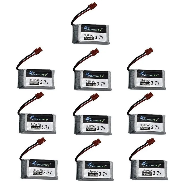 Литий-полимерный Батарея для SYMA X5A-1 X15 X15C X15W для Запчасти для радиоуправляемого вертолета 3,7 V 380 мАч Drone Батарея 702035 10 шт./компл - Цвет: Зеленый