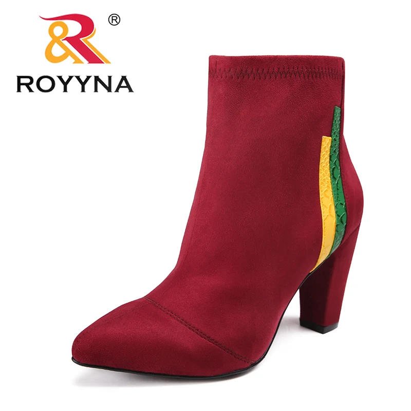 Estrecha Mujeres Zapatos Típico black Plush Punta Royyna Cómodo Flock red Plush Envío red Botas Invierno Grey Black Estilo Nueva coffee Libre Llegada Grey light Plush coffee Plush light Botines IaPxTP0n