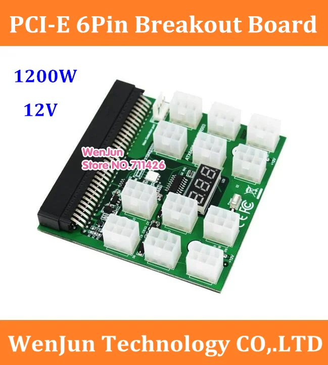 

High Quality PCI-E 12*6Pin Power Supply Breakout Board Adapter 1200w/750w 12V for (1200W) GPU Mining breakout board