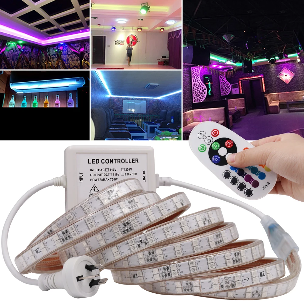 Светодиодная ленсветильник 220 В 5050 RGB 60 светодиодов/м 120 двухрядная