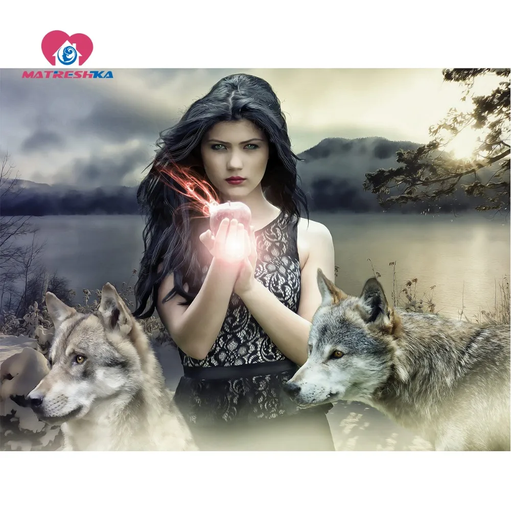 Diamond embroidery girl wolf Pictures of rhinestones Cross Stitch Sets diy diamond painting 5d rhinestone art 5d diamond mosaic