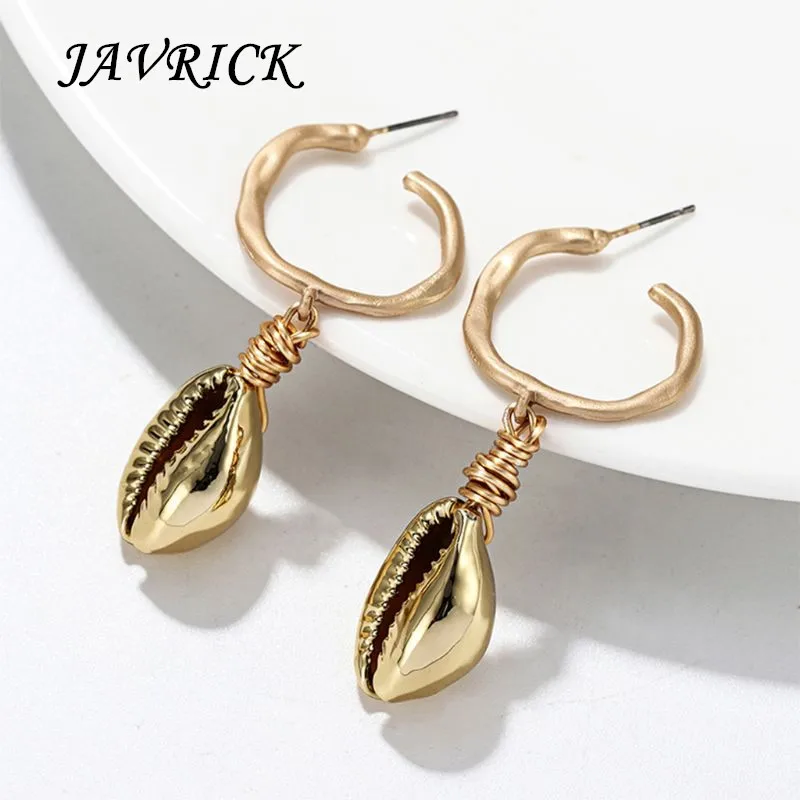 Boho Irregular Natural Seashell Conch Dangle Drop Earrings Beach Fashion Jewelry